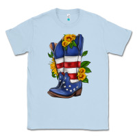Dusty Blue american cowboy boot with sunflower Classic Tee - HRA Design Shop