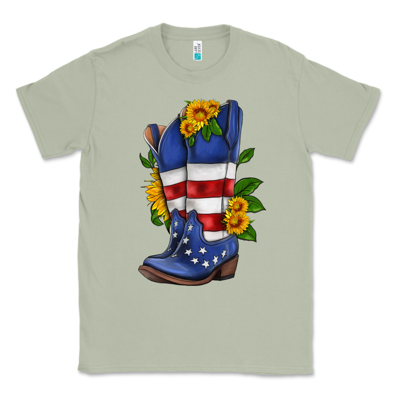 American Cowboy Boot With Sunflower Classic Tee by HRA Design Shop | Teevron