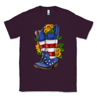 Plum american cowboy boot with sunflower Classic Tee - HRA Design Shop