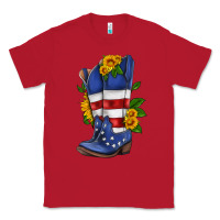 Red american cowboy boot with sunflower Classic Tee - HRA Design Shop
