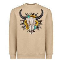 Mushroom cow aztec western bull skull Heavyweight Sweatshirt - texasbilliewilder