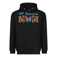 Black all american mom american flag butterfly Heavyweight Hoodie - LillyAllenDesigns