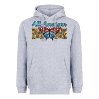 Heather Grey all american mom american flag butterfly Heavyweight Hoodie - LillyAllenDesigns