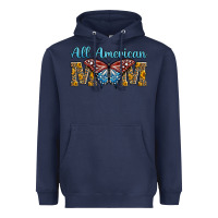 Navy all american mom american flag butterfly Heavyweight Hoodie - LillyAllenDesigns