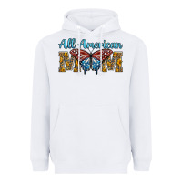White all american mom american flag butterfly Heavyweight Hoodie - LillyAllenDesigns