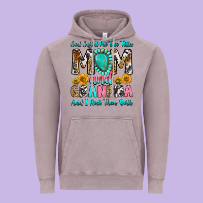 Vintage Hoodie god gifted me two titles mom and grandma and i roc
