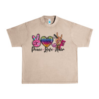 French Oak peace love hair Urban Heavy Tee - BarkalooDesign