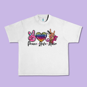 Peace Love Hair Urban Heavy Tee Designed By Barkaloodesign