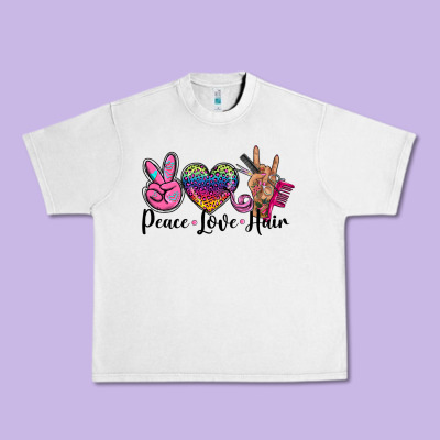 Peace Love Hair Urban Heavy Tee Designed By Barkaloodesign