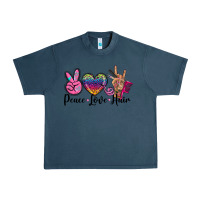 Midnight Navy peace love hair Urban Heavy Tee - BarkalooDesign
