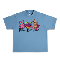 Pebble Blue peace love hair Urban Heavy Tee - BarkalooDesign