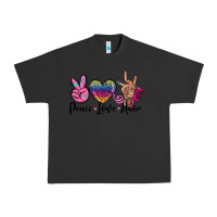 Pigment Black peace love hair Urban Heavy Tee - BarkalooDesign