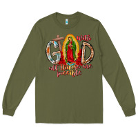 Army Green With God All Things Are Possible Long Sleeve Tee - RacoonDesign