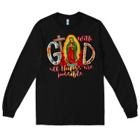 Black With God All Things Are Possible Long Sleeve Tee - RacoonDesign