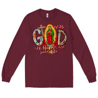 Burgundy With God All Things Are Possible Long Sleeve Tee - RacoonDesign