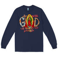 Navy With God All Things Are Possible Long Sleeve Tee - RacoonDesign