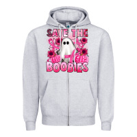 Heather Grey save the boobies Zipper Hoodie - Artiststas
