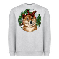 Heather Grey Shiba Inu Christmas Heavyweight Sweatshirt - RanaPortraitStore