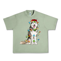 Oil Green husky with christmas lights Urban Heavy Tee - RanaPortraitStore