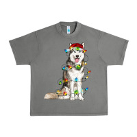 Husky With Christmas Lights Urban Heavy Tee | Teevron