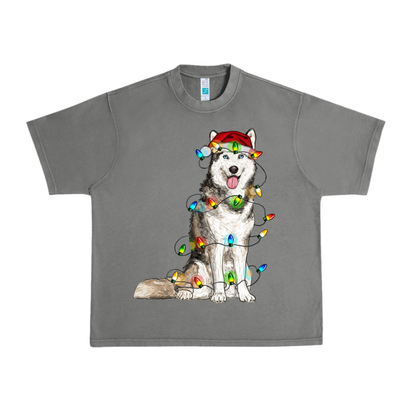 Husky With Christmas Lights Urban Heavy Tee by RanaPortraitStore | Teevron