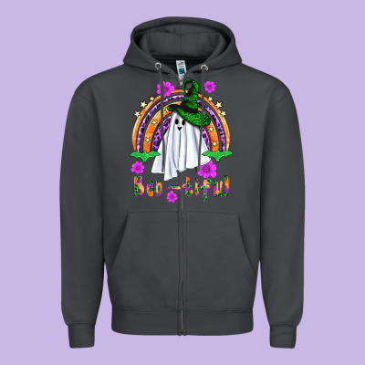 Boo Tiful Ghost Zipper Hoodie Designed By Bundleandbundleshop