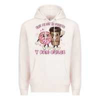 Pale Pink but first cafecito y pan dulce Premium Hoodie - MaliasSmallBusiness