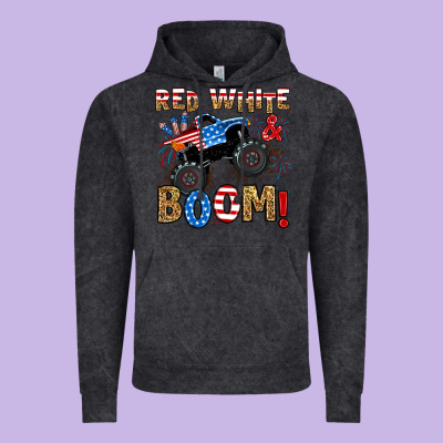 Vintage Hoodie red white boom monster truck