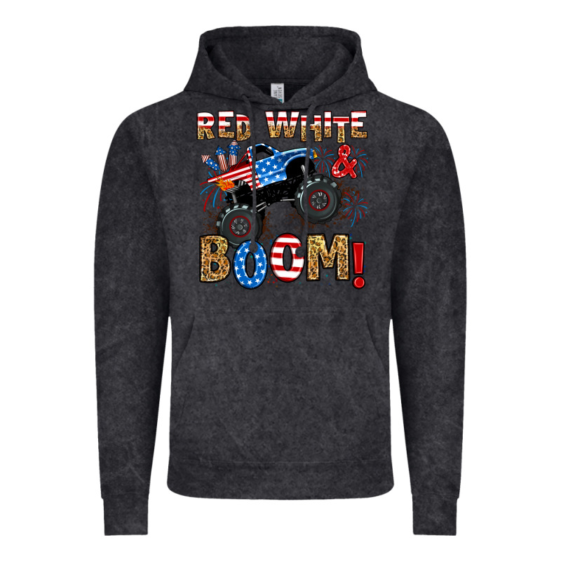Red White Boom Monster Truck Vintage Hoodie by RanaPortraitStore | Teevron
