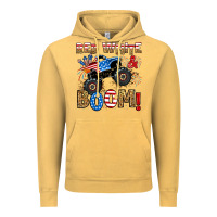 Vintage Mustard red white boom monster truck Vintage Hoodie - RanaPortraitStore