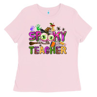 Bubblegum Pink spooky teacher Ladies Tee - AdoDesignShop