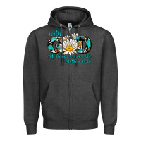 Charcoal Heather with god all things are possible daisy Zipper Hoodie - AdoDesignShop