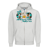Dove Grey with god all things are possible daisy Zipper Hoodie - AdoDesignShop