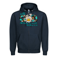Navy with god all things are possible daisy Zipper Hoodie - AdoDesignShop