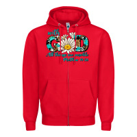 Red with god all things are possible daisy Zipper Hoodie - AdoDesignShop