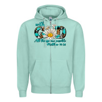 Seafoam with god all things are possible daisy Zipper Hoodie - AdoDesignShop