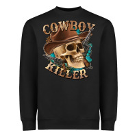Black cowboy killer with skull Heavyweight Sweatshirt - texasbilliewilder