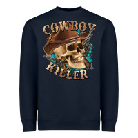 Navy cowboy killer with skull Heavyweight Sweatshirt - texasbilliewilder