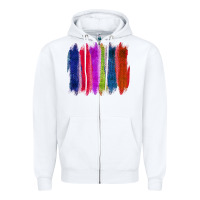 White Colored Jute Brush Strokes Zipper Hoodie - Bettercallsaul