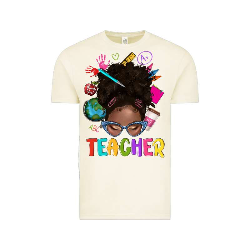 Teacher Afro Messy Bun Vintage Tee by texasbilliewilder | Teevron