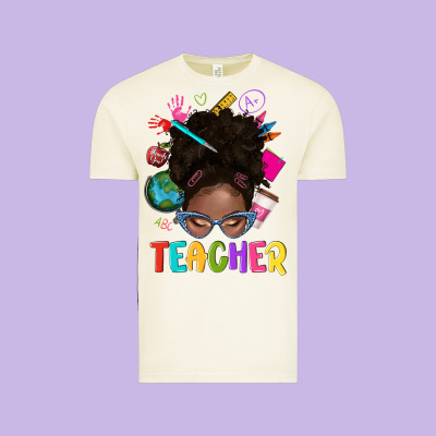 Teacher Afro Messy Bun Vintage Tee Designed By Texasbilliewilder