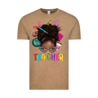Vintage Coffee teacher afro messy bun Vintage Tee - texasbilliewilder