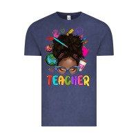 Vintage Denim teacher afro messy bun Vintage Tee - texasbilliewilder