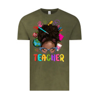 Vintage Olive teacher afro messy bun Vintage Tee - texasbilliewilder