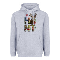 Heather Grey Deer Hunting Usa Flag Heavyweight Hoodie - LillyAllenDesigns