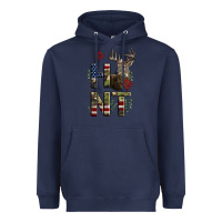 Navy Deer Hunting Usa Flag Heavyweight Hoodie - LillyAllenDesigns