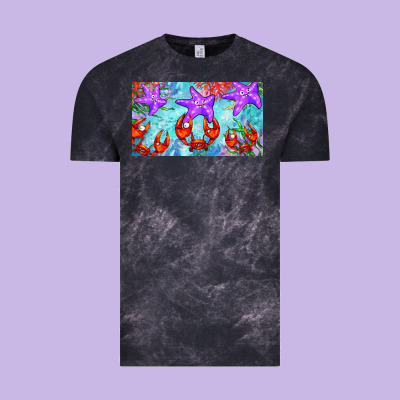 Crab And Starfish  Cup Vintage Tee Designed By Barkaloodesign