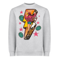 Heather Grey cowgirl with lightning bolt Heavyweight Sweatshirt - texasbilliewilder