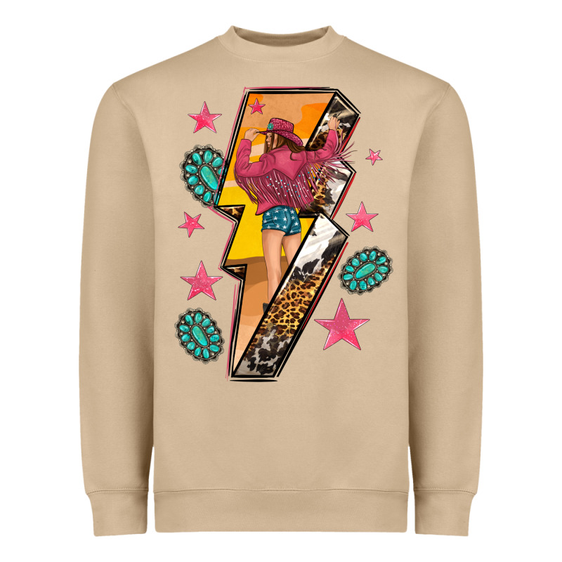 Cowgirl With Lightning Bolt Heavyweight Sweatshirt by texasbilliewilder | Teevron