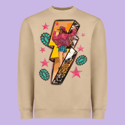 Heavyweight Sweatshirt cowgirl with lightning bolt